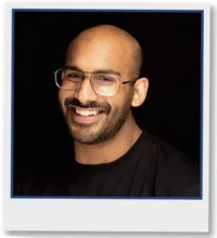 Sunny Virdi, headshot, polaroid